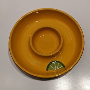 Crate & Barrel Lime Divided Chip and Salsa Serving Platter Bowl – [Yellow]